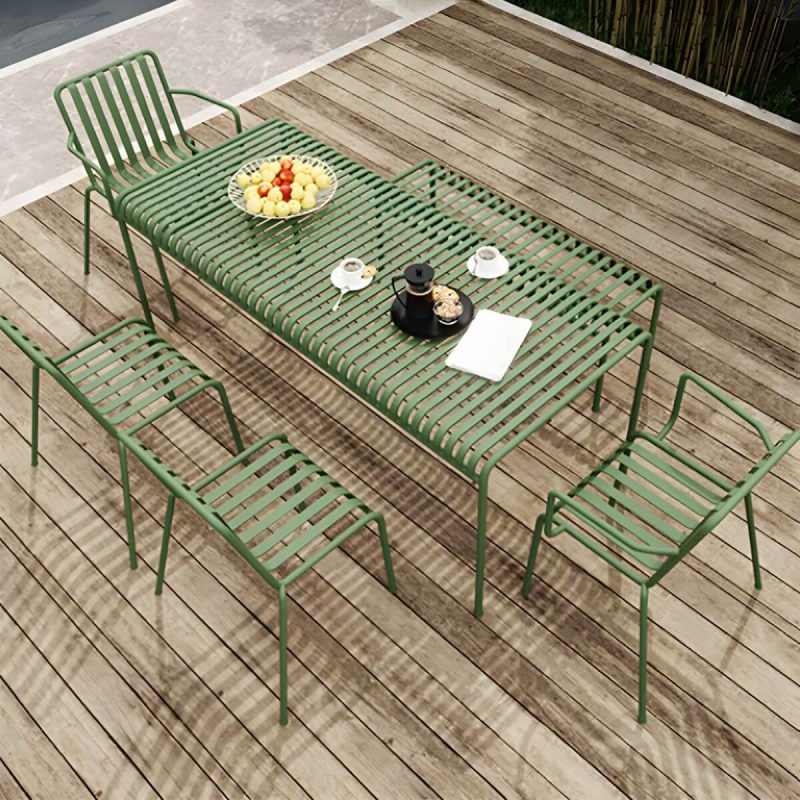 Moderner Gartenstuhl Grün Offene Rückenlehne Mit Armlehne Patio Esszimmer Armlehnenstuhl - 22"L x 20"B x 31"H 6-teiliges Set