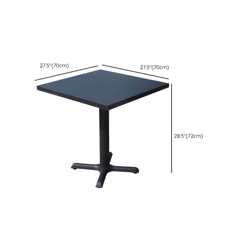 Dimension of Moderner geometrischer wasserdichter Hof Tisch Metallbasis Outdoor Tisch - Nur Tisch Quadratisch Schwarz 70 x 70 x 72 cm