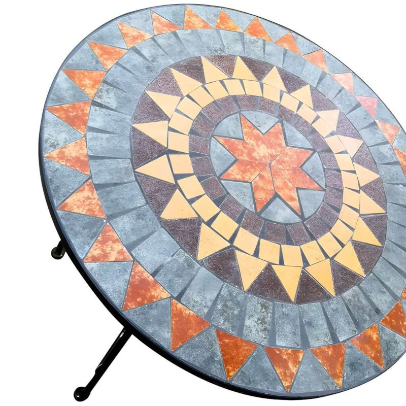 Französischer Landhausstil Metall-Esstisch Rund Rostbeständiger Esstisch - 31.5"L x 31.5"B x 29.5"H Nur Tisch