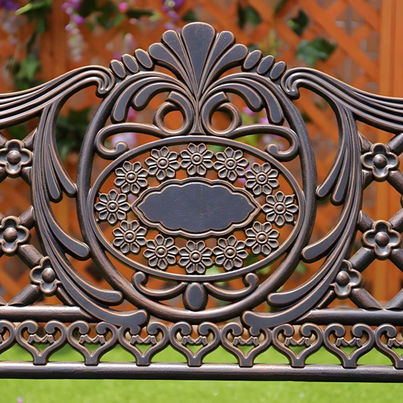 Moderne Metall-Gartenbank mit Beinen, wasserbeständig für den Außenbereich - Schwarz 46"L x 24"B x 31"H