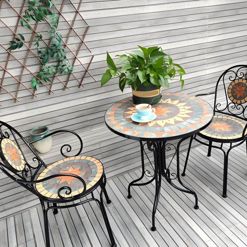 Französischer Landhausstil Metall-Esstisch Rund Rostbeständiger Esstisch - 25.6"L x 25.6"B x 29.5"H Nur Tisch