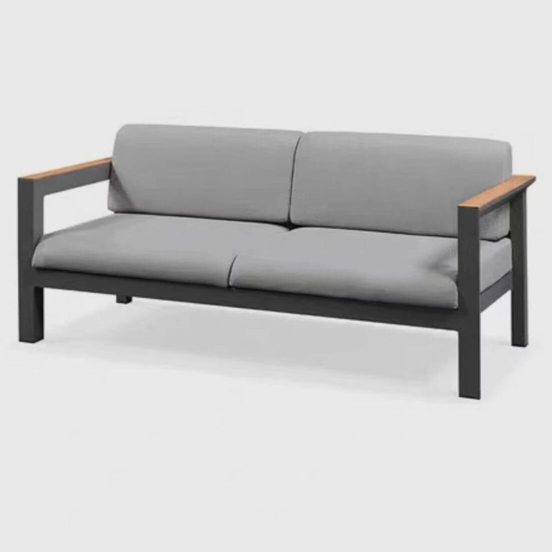 Taubengraues Canvas Zweisitzersofa mit Ink-Legierungsrahmen, UV-beständig und gepolstertem Rücken, Zweisitzer inbegriffen, Zweisitzer