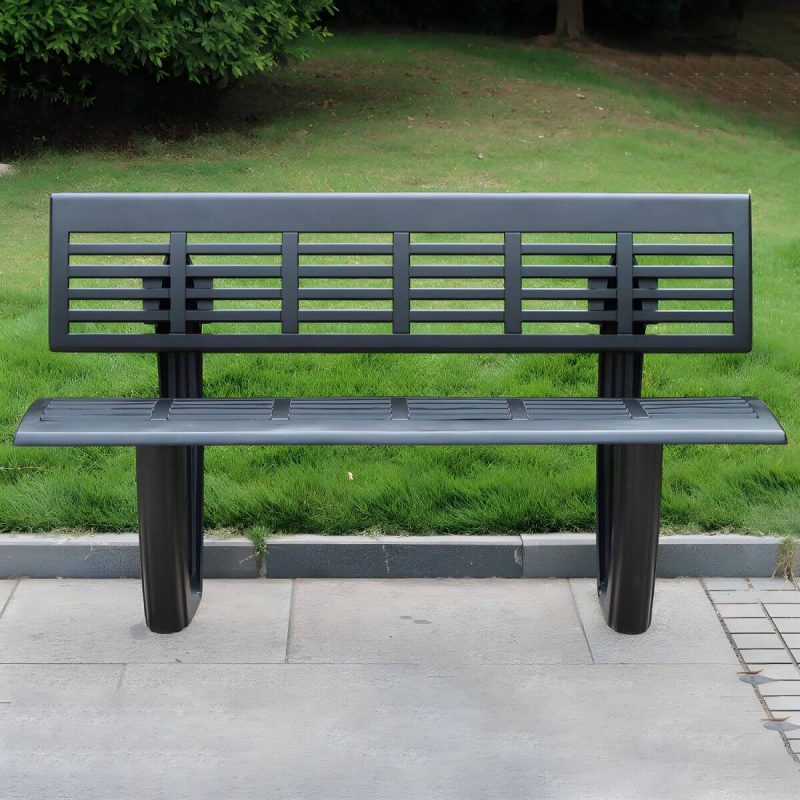 Industrieller Rücken Outdoor Bank Matte Parkbank 47,2"/59" in Aluminium - 59"L x 22"B x 34"H