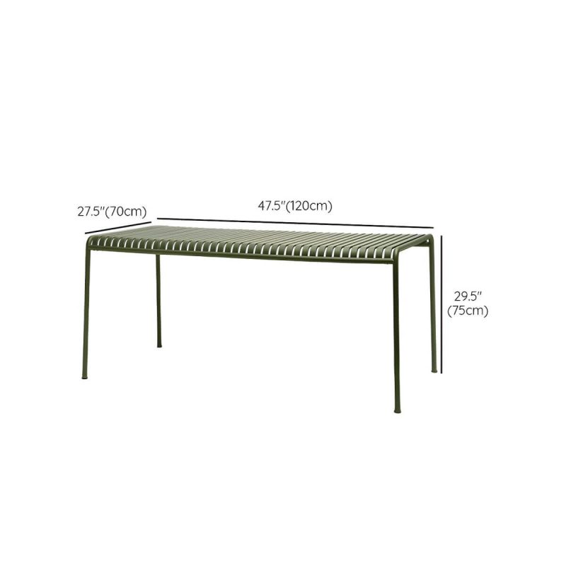 Dimension of Modern Iron Dining Table Outdoor Patio Table with Metal Frame - Table Only 47.2"L x 27.6"W x 29.5"H