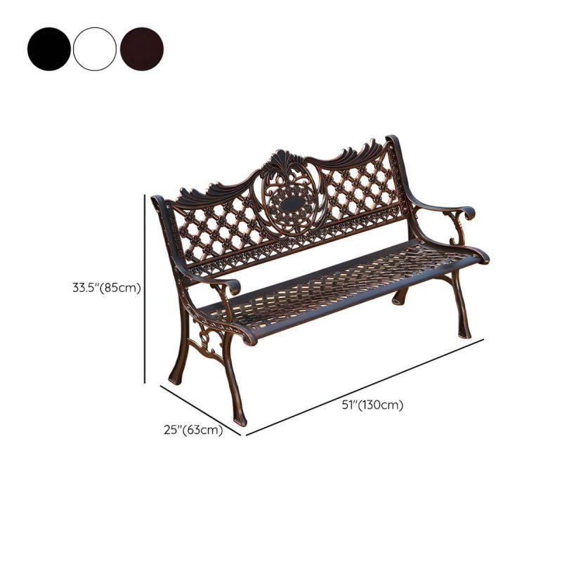Dimension of Bohemian Metal Park Bench with Waterproof Design and Curved Arms - Black 51"L x 25"W x 33"H