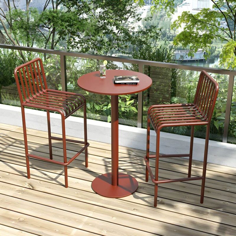 Runder moderner Metall-Bartisch ohne Sonnenschirmloch - wasserdicht und langlebig - Nur Tisch 23,6"L x 23,6"B x 37,4"H Grün