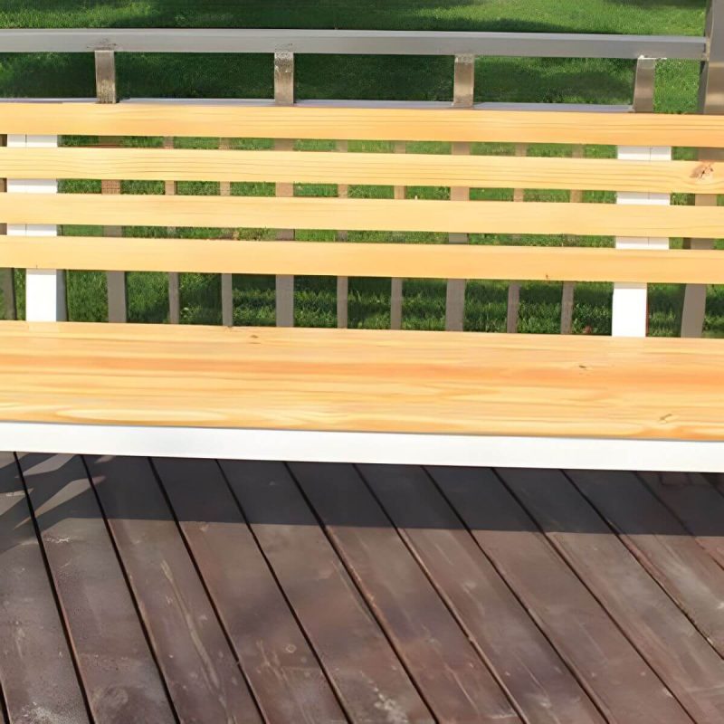 Wasserbeständige traditionelle Parkbank aus schwarzem Metall mit Holz-Sitzfläche und Rückenlehne - Kaffee 39"L x 16"B x 33"H