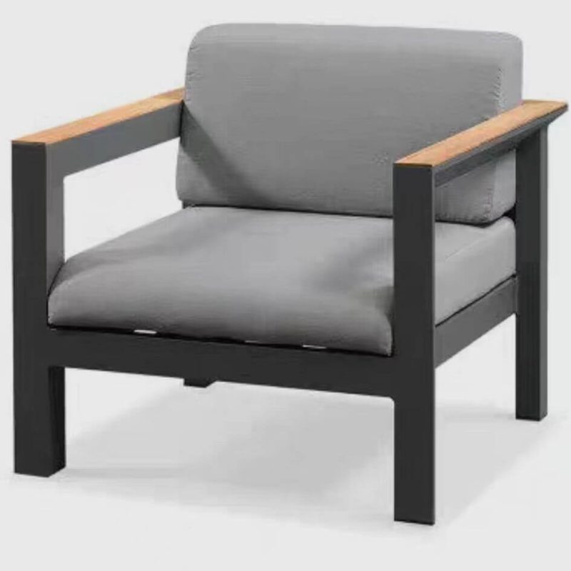 Taubengraues Canvas Einsitzersofa mit Ink-Legierungsrahmen, UV-beständig und gepolstertem Rücken, 1-Sitzer Sofa