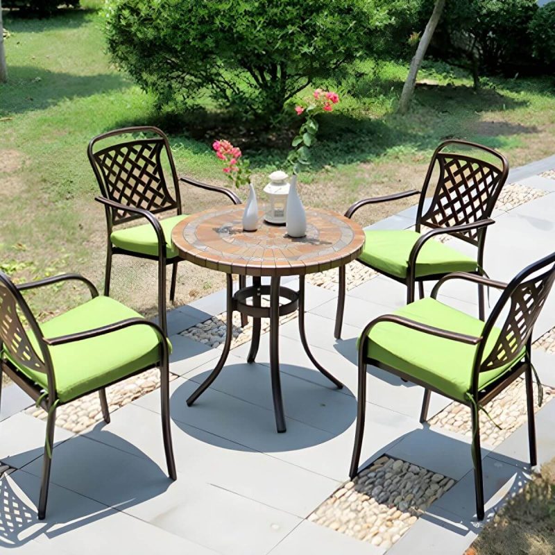 Französischer Landhaus-Patio-Tisch im Freien Aluminiumrahmen Beistelltisch - Nur Tisch 31"L x 31"B x 28"H Braun
