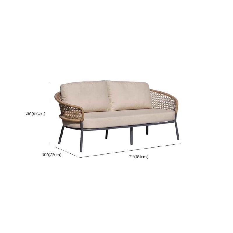 Dimension of Trendy Black Alloy Sofa for 3 People with Pillow, UV Resistant Cushion, 3-Seater Sofa
