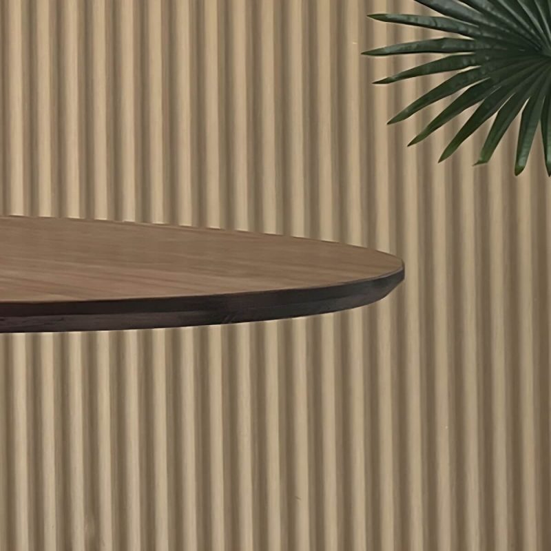 Zeitgenössischer Stil Holz-Patio-Tisch rund mit Metallbeinen in Natur/Braun - Braun 35,4"L x 35,4"B x 28,7"H Nur Tisch