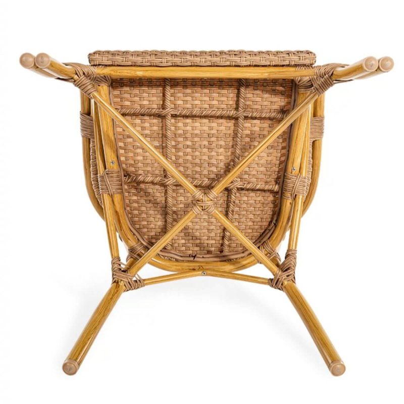 Naturfarbenes Terrassen-Essset, Metallgestell, witterungsbeständig, 7-teilig, rechteckig mit Stuhl und Tisch, 59"L x 35"B x 29"H, Tisch & 6 Stühle