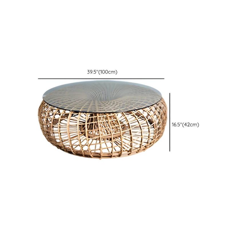 Dimension of Contemporary Style Glass Chat Table Round Shape in Black/Brown - Table Only 39.5"L x 39.5"W x 16.5"H Gold