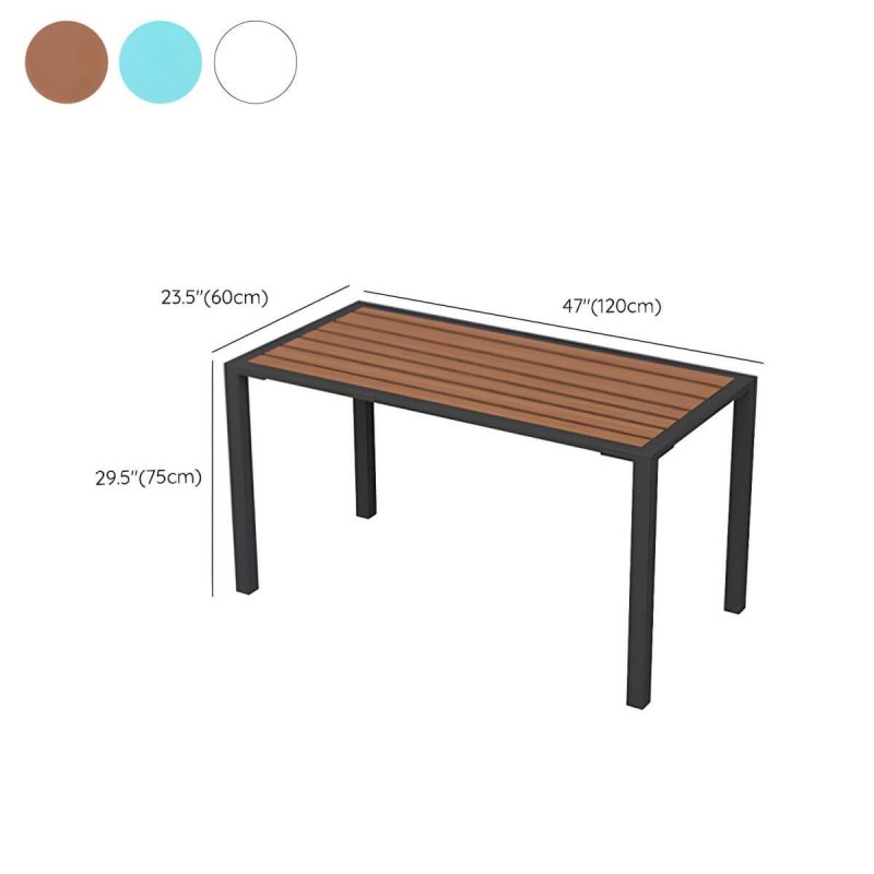 Dimension of Contemporary Style Wood Patio Table Weather Resistant in Rectangle/Square Shape - Brown 47.2"L x 23.6"W x 29.5"H Table Only