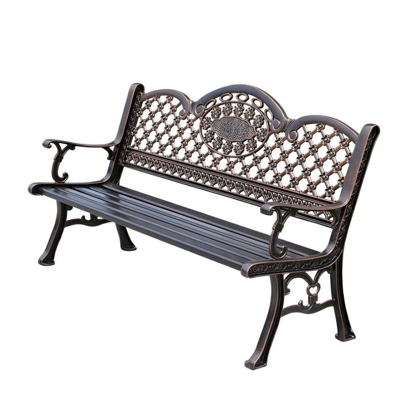 Moderner Metall-Parkbank-Stil mit Beinen, wasserbeständig für den Außenbereich - Bronze 59"L x 24"B x 34"H