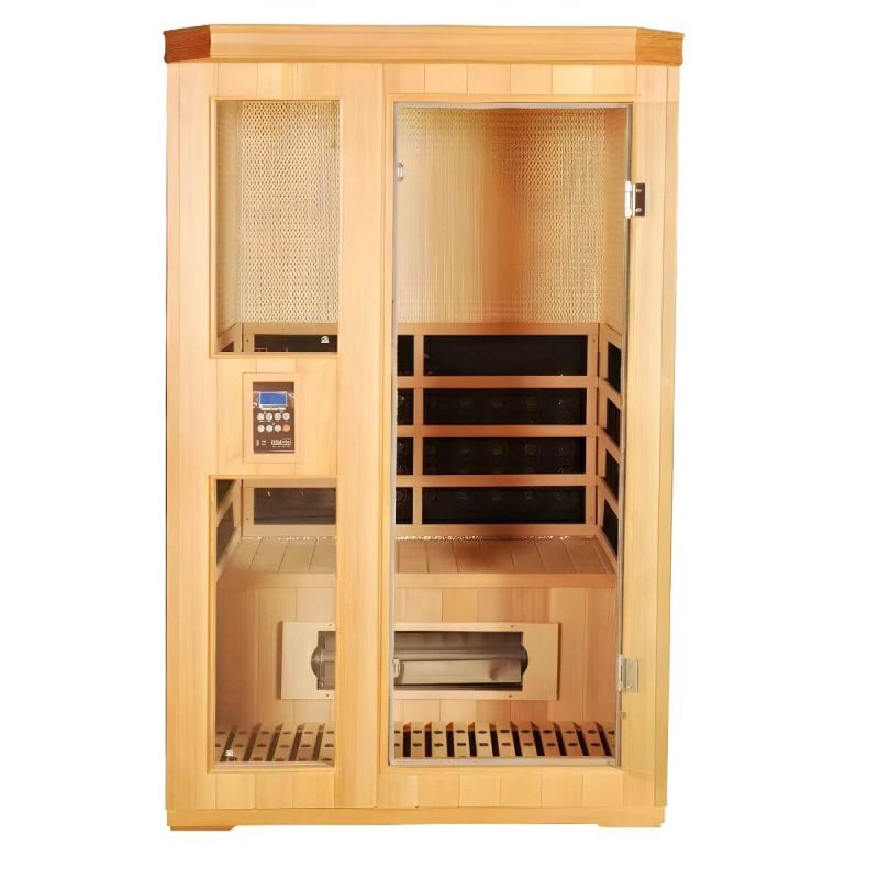 Stilvolle Hemlock FAR Infrarot-Sauna LED-Beleuchtung, Bluetooth, 110V-120V Spannung - 47"L x 43"B x 75"H