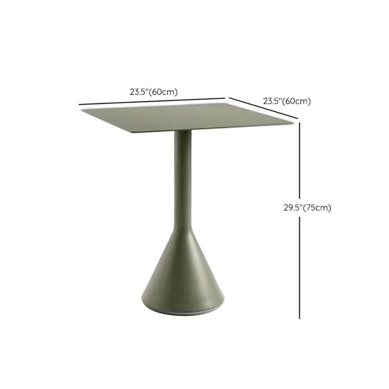 Dimension of Industrial Green Dining Table Metal Outdoor Table with Pedestal Base - 23.6"L x 23.6"W x 29.5"H Square Table Only