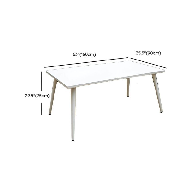 Dimension of Metal Patio Table Contemporary Style Water Resistant in White - 63"L x 35.4"W x 29.5"H Rectangular