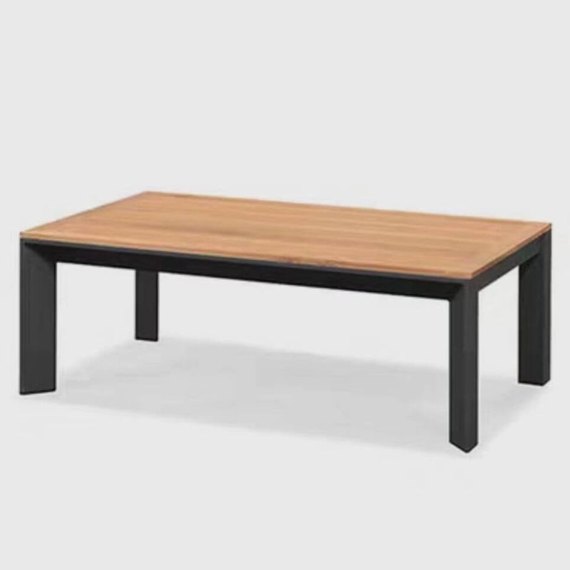 Casual 1-teiliger brauner Holz-Patio-Couchtisch, UV-beständig, 1 Tisch, Couchtisch