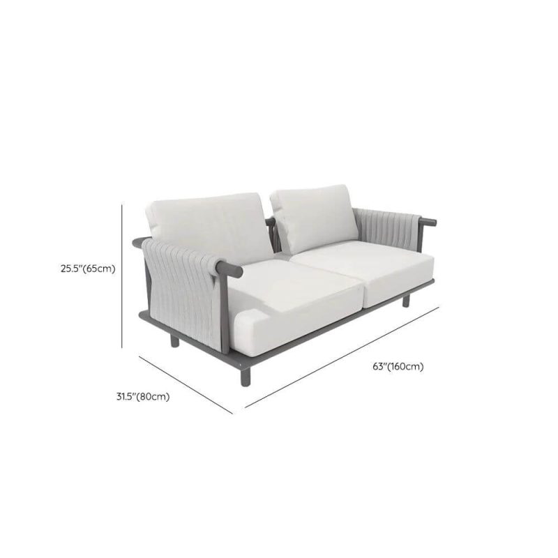 Dimension of Waterproof Light Gray Alloy Loveseat with Pillow for 2, Trendy Cushion, 2-Seater Sofa