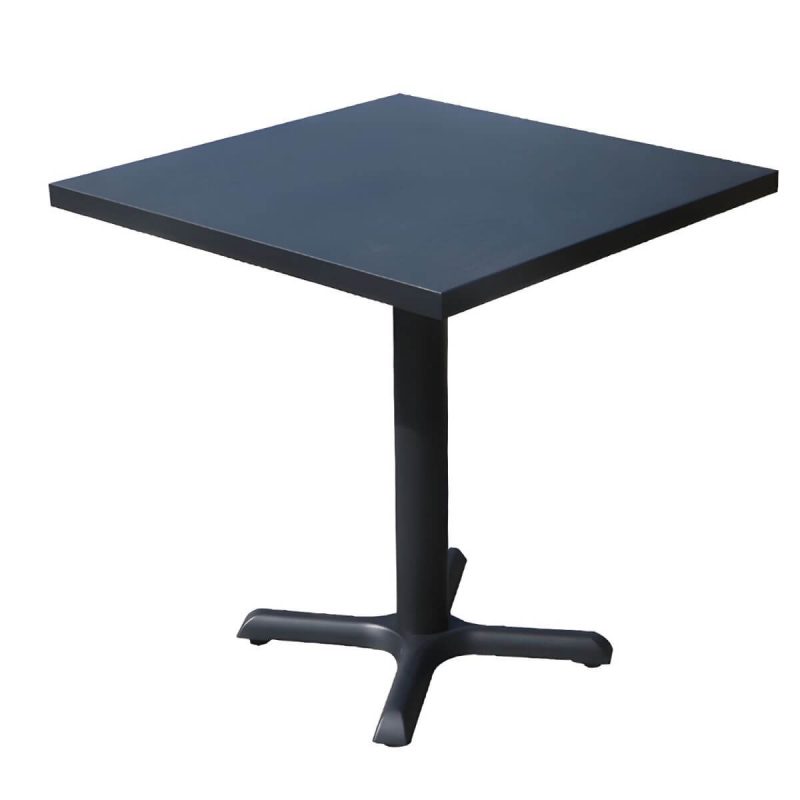 Moderner geometrischer wasserdichter Hof Tisch Metallbasis Outdoor Tisch - Nur Tisch Quadratisch Schwarz 70 x 70 x 72 cm