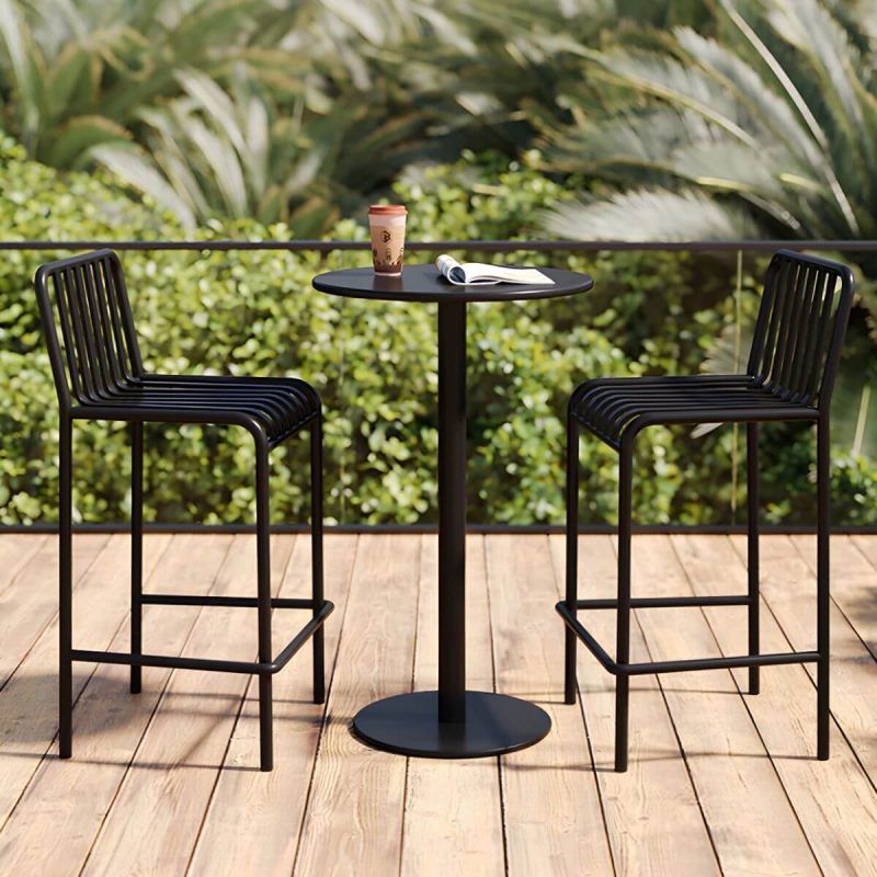 Outdoor-Tisch mit Sockelbasis Metalltisch - 24" B X 24" L X 41" H - Nur gelber Tisch