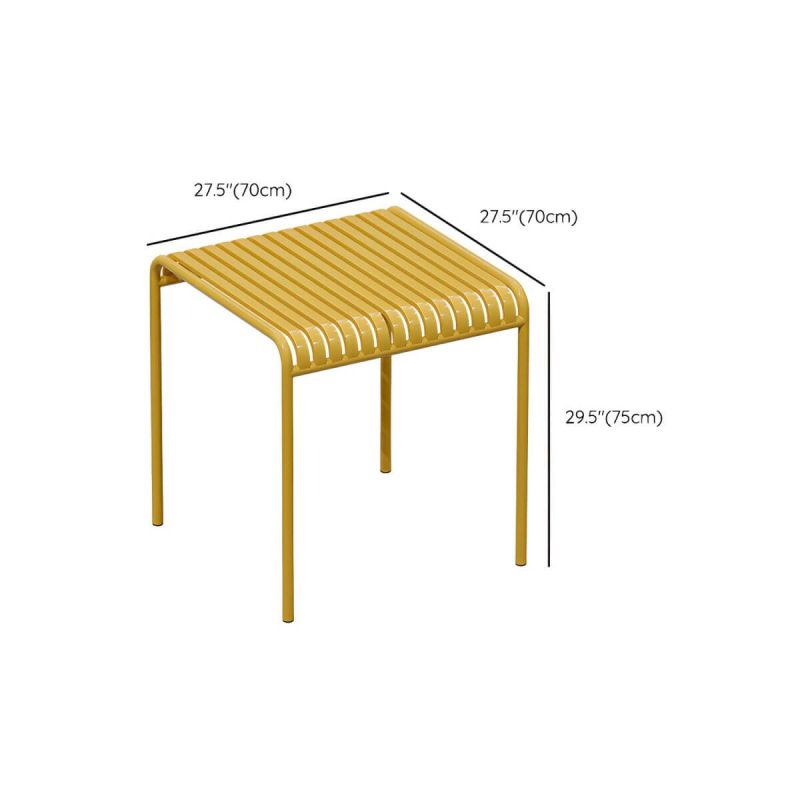 Dimension of Yellow Metal Patio Table Contemporary Style Water Resistant in Rectangular/Square Shape - Table Only 27.6"L x 27.6"W x 29.5"H