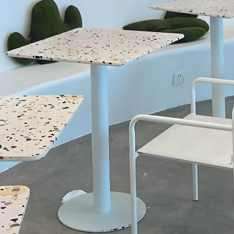 Moderner Stahl-Patio-Chattisch ohne Sonnenschirmloch für Outdoor-Treffen - Nur Tisch Schwarz Quadratisch Metall