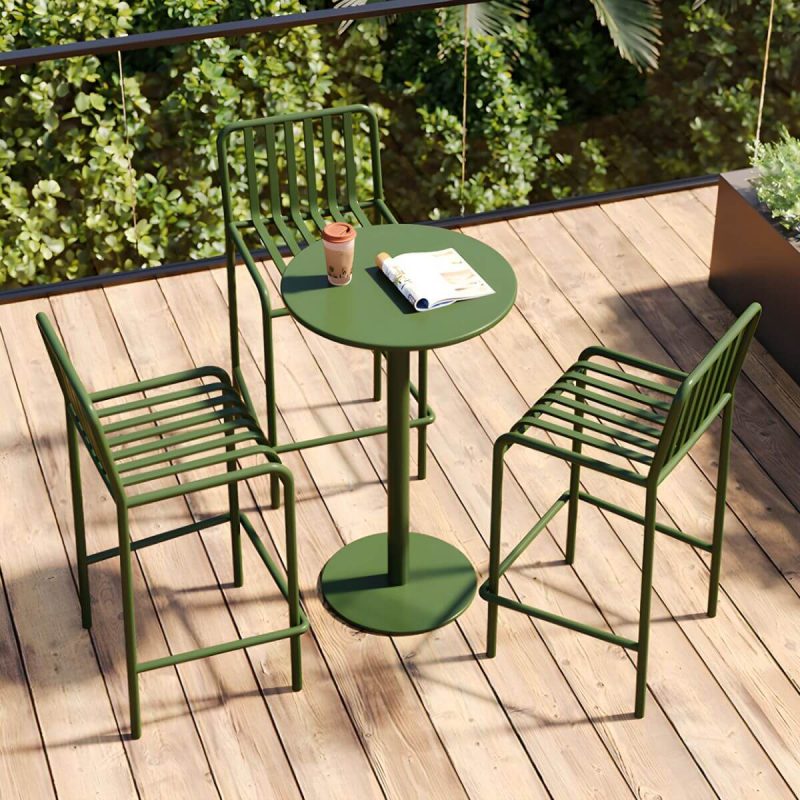 Outdoor-Tisch mit Sockelbasis Metalltisch - 24" B X 24" L X 41" H - Nur orangefarbener Tisch