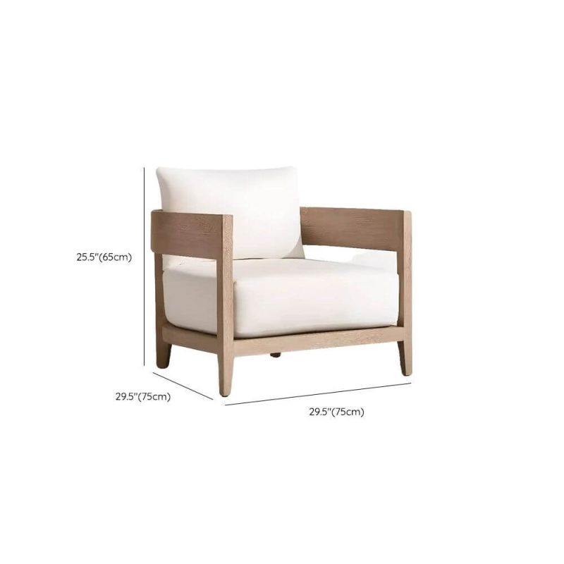 Dimension of Light Wood Natural Wood Sofa with Pillow, UV Resistant for 1, Trendy Cushion, 1-Seater Sofa