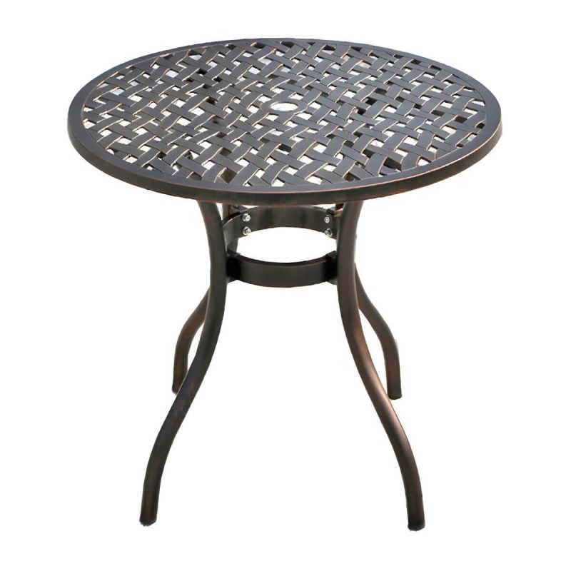 Französischer Landhaus-Patio-Tisch im Freien Aluminiumrahmen Beistelltisch - Nur Tisch 26"L x 26"B x 25"H Braun