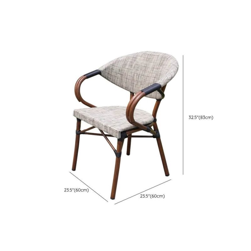 Dimension of Art Deco Stackable Aluminium Outdoor Arm Chair in Auburn - 1 Chair, White, 24"L x 24"W x 33"H, Armchair
