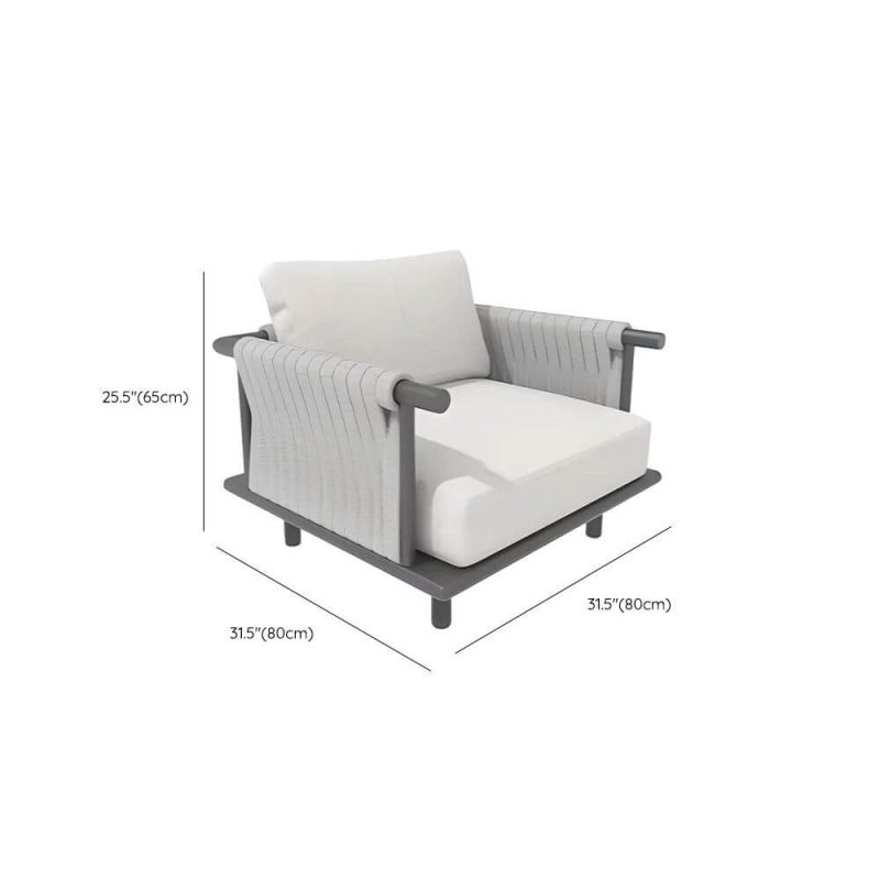Dimension of Waterproof Light Gray Alloy Sofa with Pillow for 1, Trendy Cushion, 1-Seater Sofa