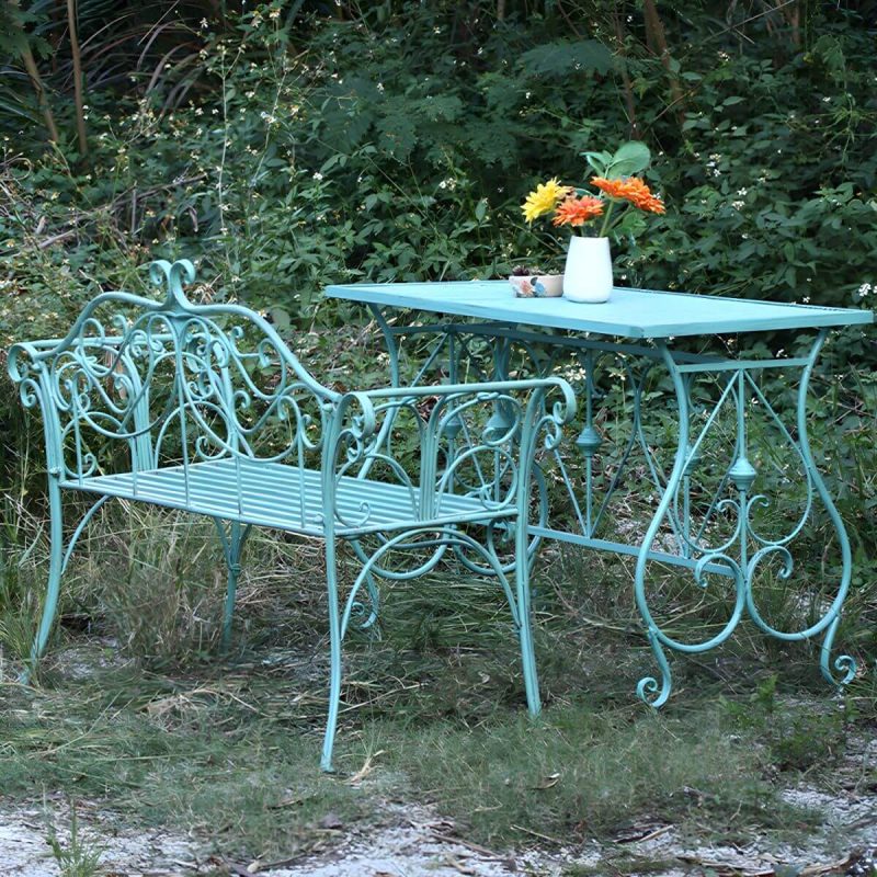 Moderner grüner wasserdichter WeCourtyard Tisch Eisen Rechteck Outdoor Tisch - Nur Tisch