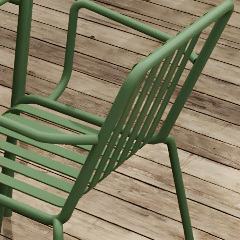 Moderner Gartenstuhl Grün Offene Rückenlehne Mit Armlehne Patio Esszimmer Armlehnenstuhl - 22"L x 19"B x 31"H 6-teiliges Set