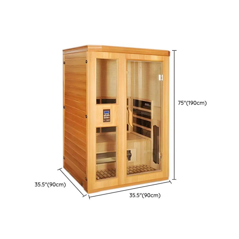 Dimension of Stilvolle Hemlock FAR Infrarot-Sauna LED-Beleuchtung, Bluetooth, 110V-120V Spannung - 35"L x 35"B x 75"H