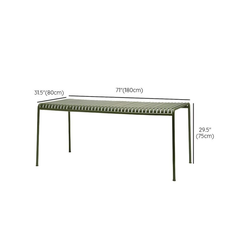 Dimension of Modern Iron Dining Table Outdoor Patio Table with Metal Frame - Table Only 70.9"L x 31.5"W x 29.5"H