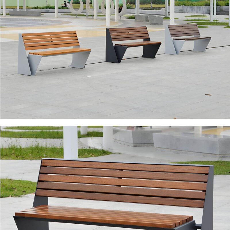 Mid-Century Modern Metall Parkbank mit wasserdichter brauner Sitzfläche und Rücken - Weiß 59''L x24"B x 31.5"H