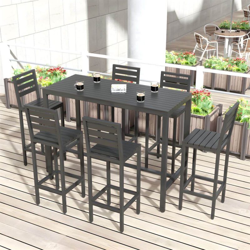 Metall- und Holz-Patio-Tisch Rechteckig Industrial No Distressing Bar Tisch - 160 x 60 x 105 cm Brauner Tisch Nur