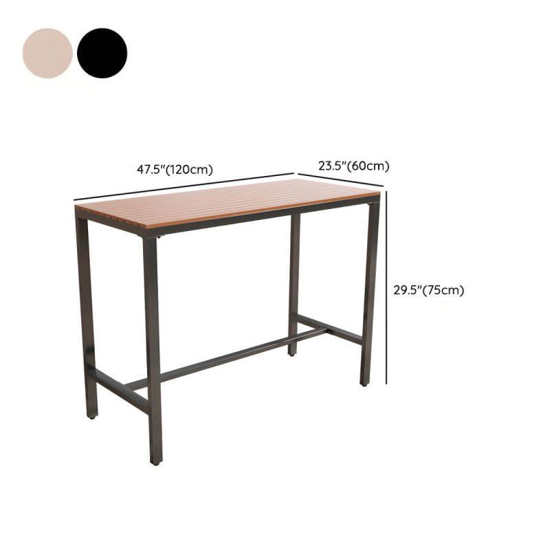 Dimension of Metal and Wood Patio Table Rectangle Industrial No Distressing Bar Table - 140 x 60 x 105 cm Black Table Only