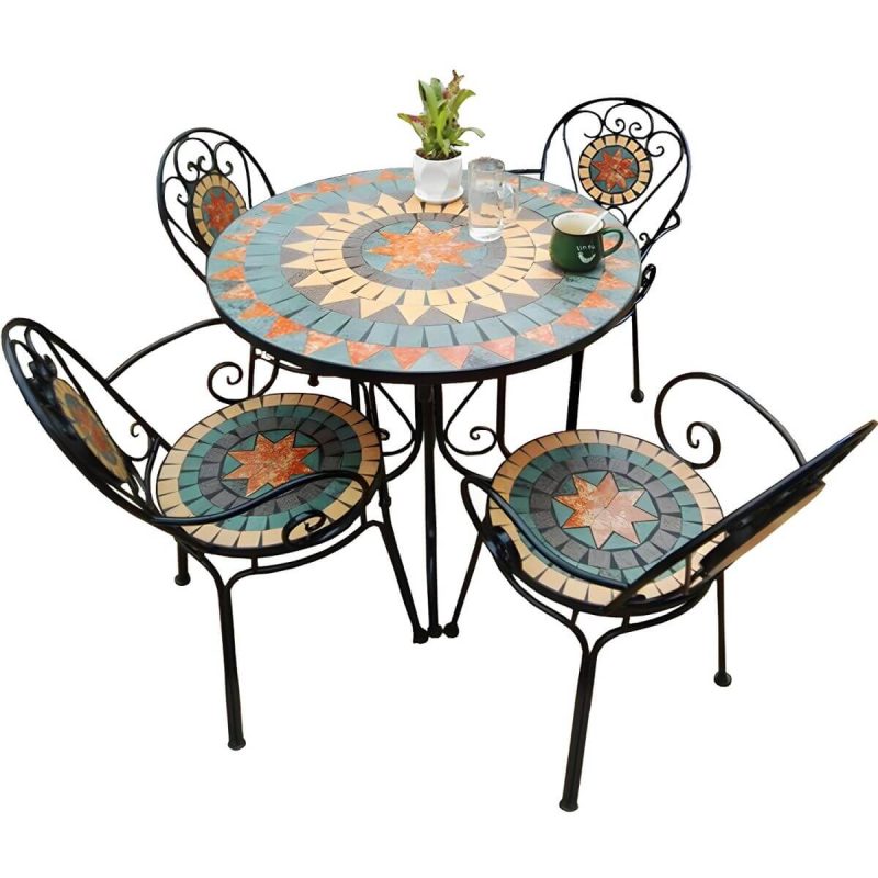 Französischer Landhausstil Metall-Esstisch Rund Rostbeständiger Esstisch - 31.5"L x 31.5"B x 29.5"H Nur Tisch