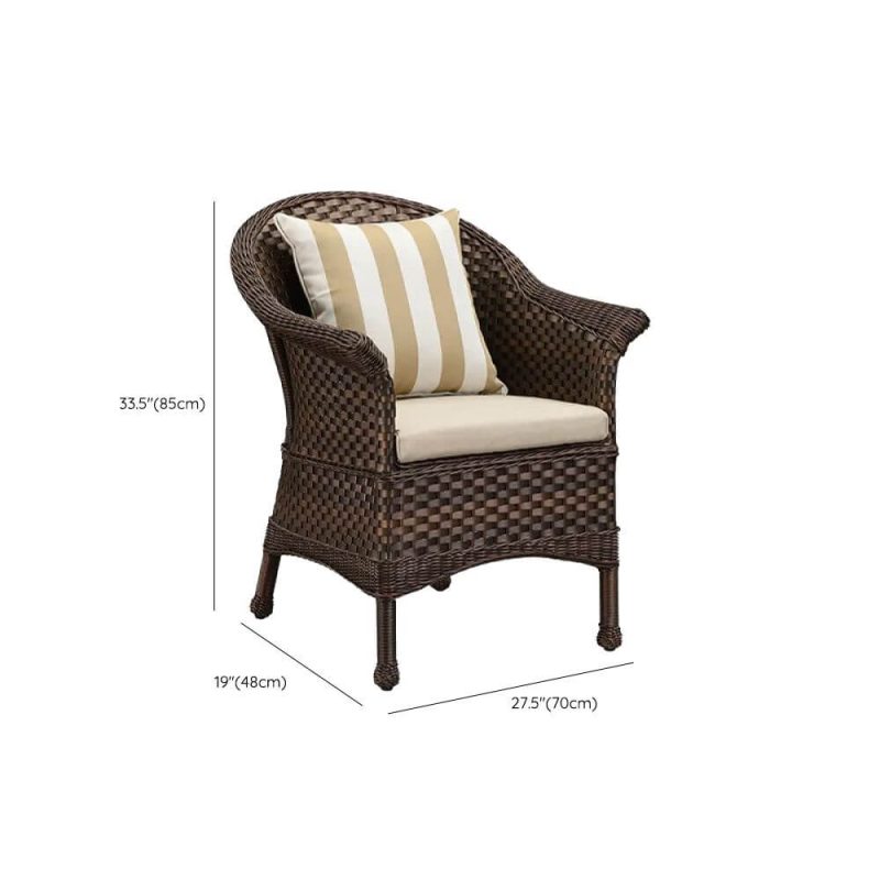 Dimension of Tropical Aluminium Metal Patio Arm Chair with Oatmeal Upholstery and Cushions, 2 Chairs Set, 2 Piece Set, 28"L x 19"W x 33"H
