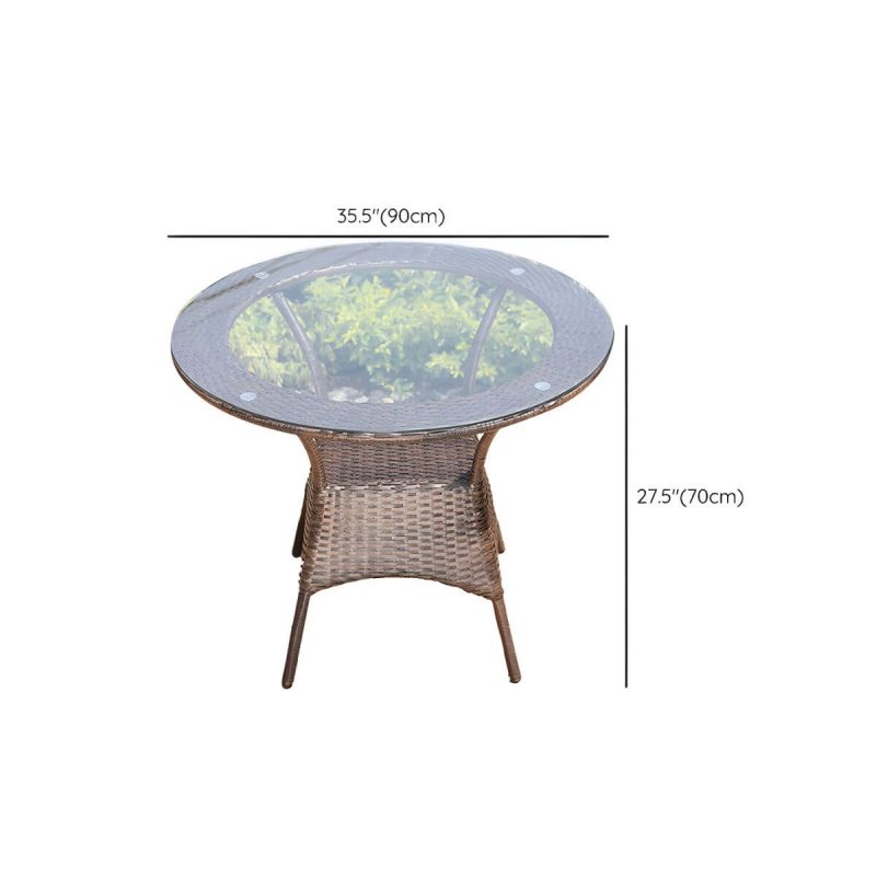 Dimension of Rattan Dining Table Contemporary Outdoor Table with Metal Base - Table Only 35"L x 35"W x 28"H