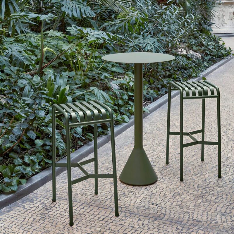 Industrieller grüner Esstisch Metall-Gartentisch mit Säulenfuß - 35,4"L x 35,4"B x 29,5"H Nur runder Tisch
