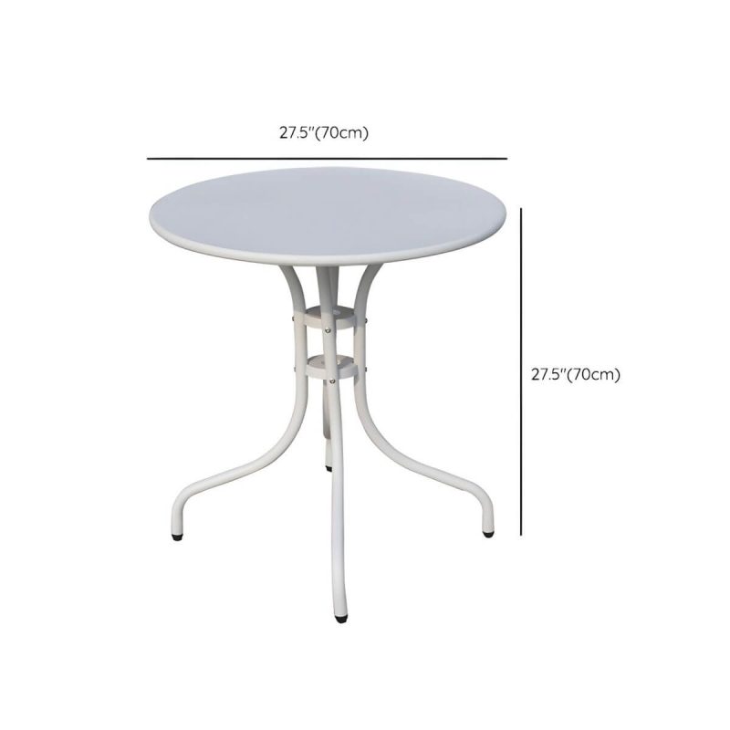 Dimension of Moderner geometrischer wasserdichter Hof Tisch Metallbasis Outdoor Tisch - Nur Tisch Rund Weiß 70 x 70 x 70 cm