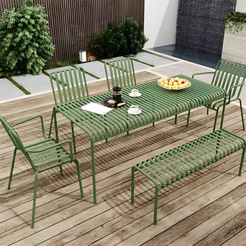 Moderner Gartenstuhl Grün Offene Rückenlehne Mit Armlehne Patio Esszimmer Armlehnenstuhl - 22"L x 19"B x 31"H 8-teiliges Set