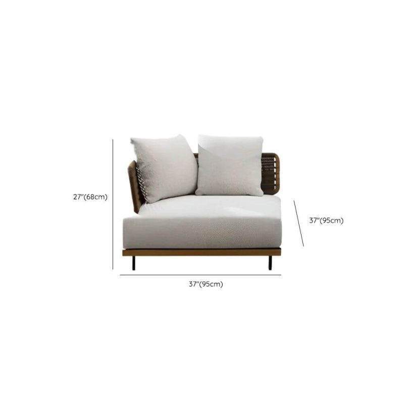 Dimension of Contemporary Ash Wood Sofa for 1 with UV Resistant Brown Frame, Pillow, and Cushion, Corner Sofa