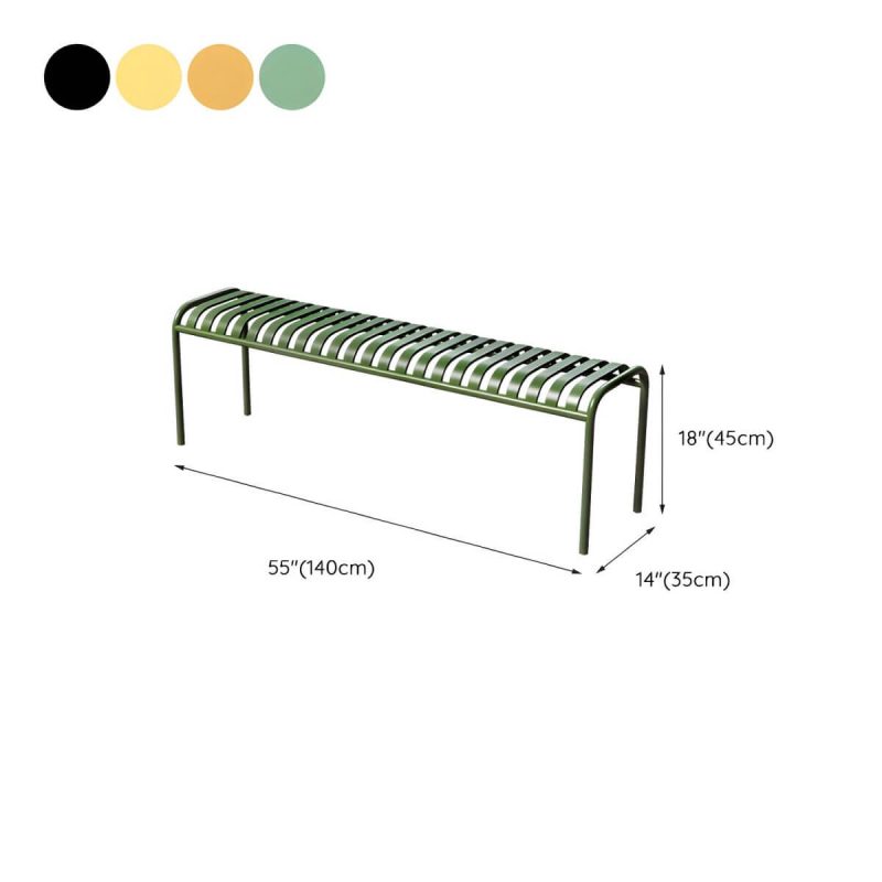 Dimension of Scandinavian Metal Picnic Bench with Curved Backless Seat - Waterproof - 140" Length - Orange