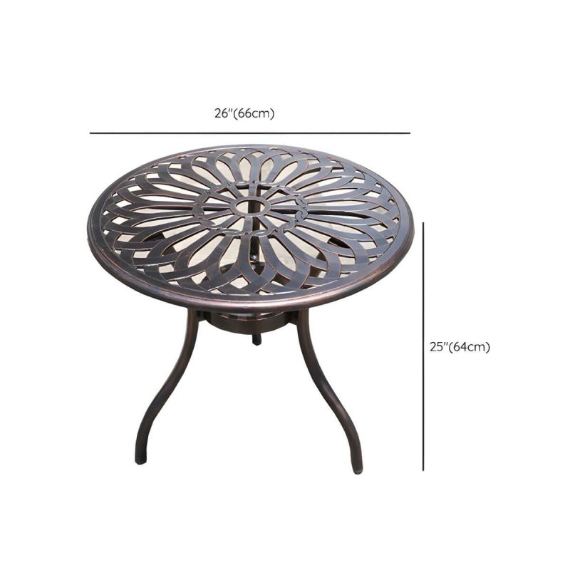 Dimension of Französischer Landhaus-Patio-Tisch im Freien Aluminiumrahmen Beistelltisch - Nur Tisch 26"L x 26"B x 25"H Braun