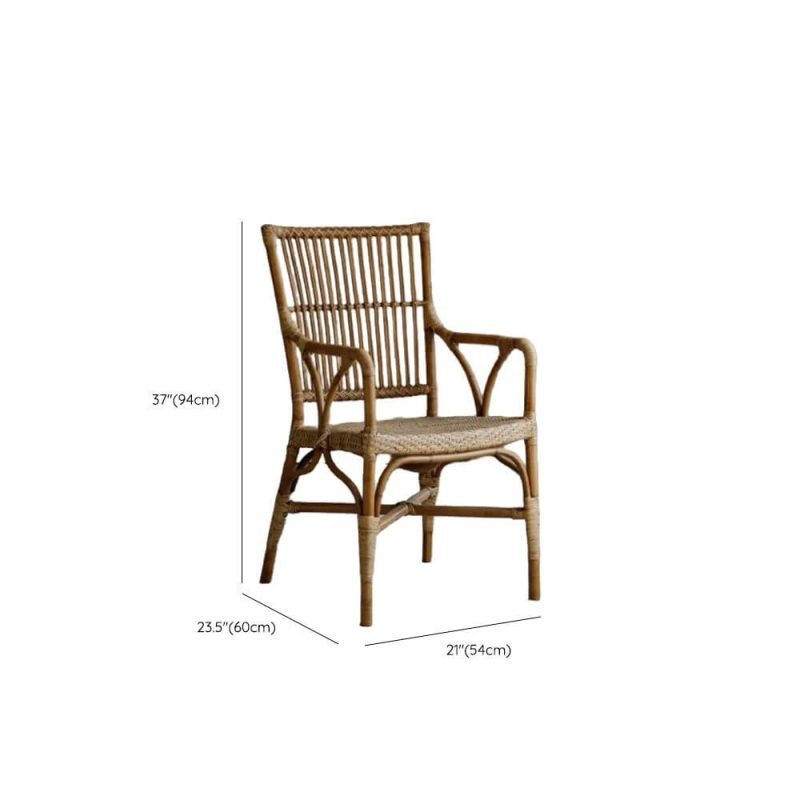 Dimension of Contemporary Patio Arm Chair with Natural Finish Timber Frame, Single Chair, Natural Finish, Regular, 21"L x 24"W x 37"H